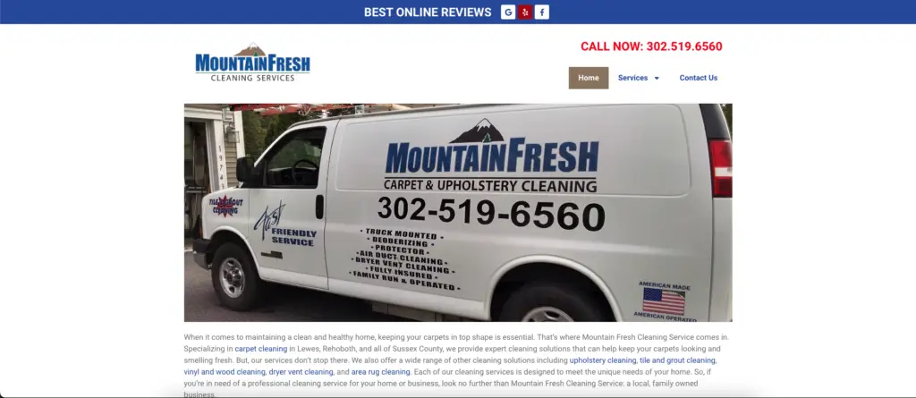 mountain fresh cleaning service website